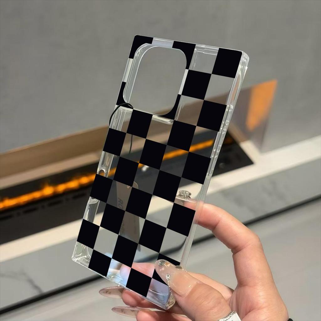 Clear Square Back Tube Case Protection For iPhone 14 Pro Max 15 Plus 16 ProMax 12 11 13 Anti-Oxygen,Plaid Pattern Pattern Casing