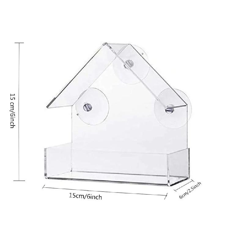 House Transparent Window Wild Bird Feeder Outdoor Removable Suction Cups Sliding Automatic Birds Feed Tray for Garden Patio Yard