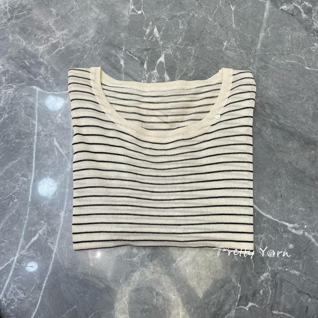 Relaxed Lightweight Summer Striped Knitwear: Women's Long Sleeve Loose Sun Protection Pullover Top