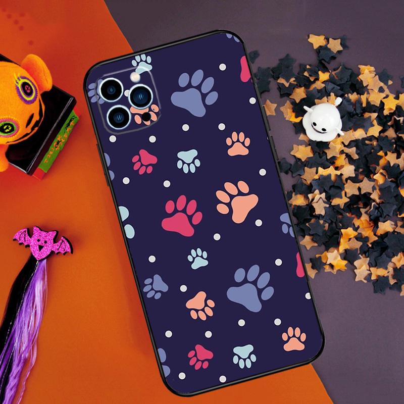 Dog foot print Paw Colorful Pattern Bumper Case For iPhone 16 15 14 Pro Max 11 12 13 Pro Max Mini XR 15 16 Plus 16e Phone Cover