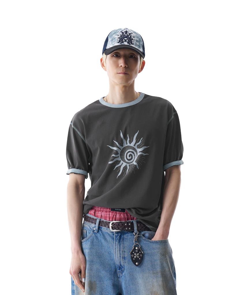 AAKAM Cracked Sun Ringer Top (Dark Gray)