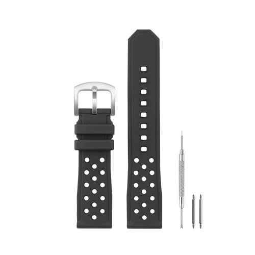 Voor TAG Heuer F1 Serie 22mm Zacht Siliconen Vervangingsband Zwarte Stalen Gesp zwart
