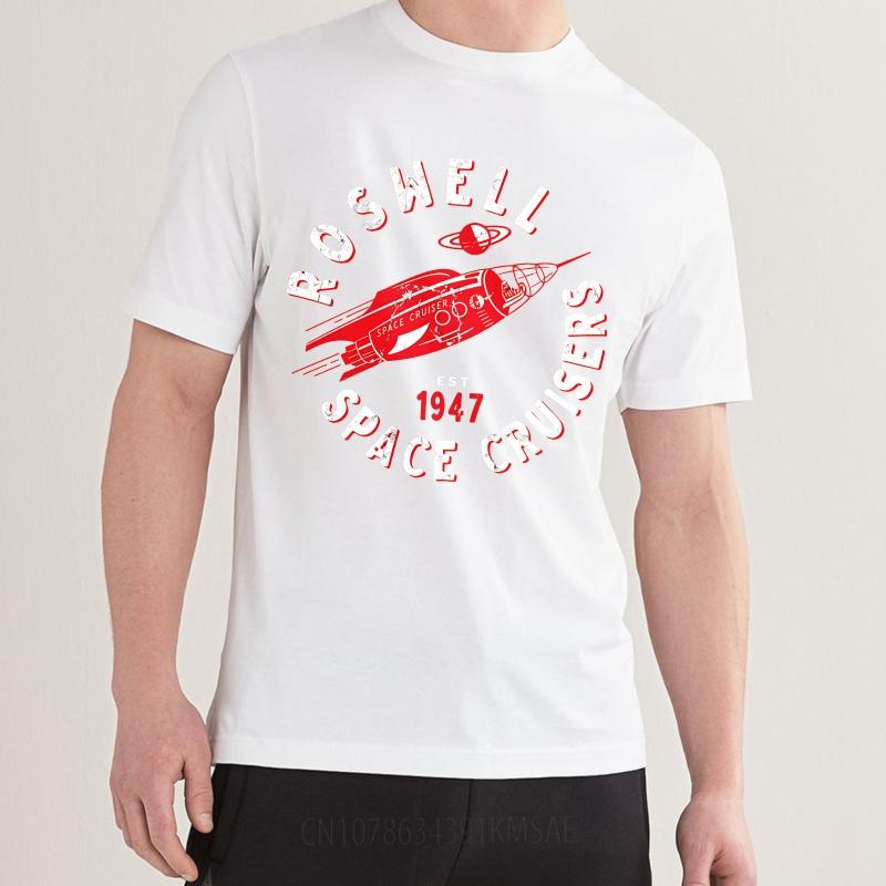 Black Summer Women Tshirt Roswell Space Cruisers Established 1947 Rocket Design Short Sleeve Workout Crew Neck Tee Shirt