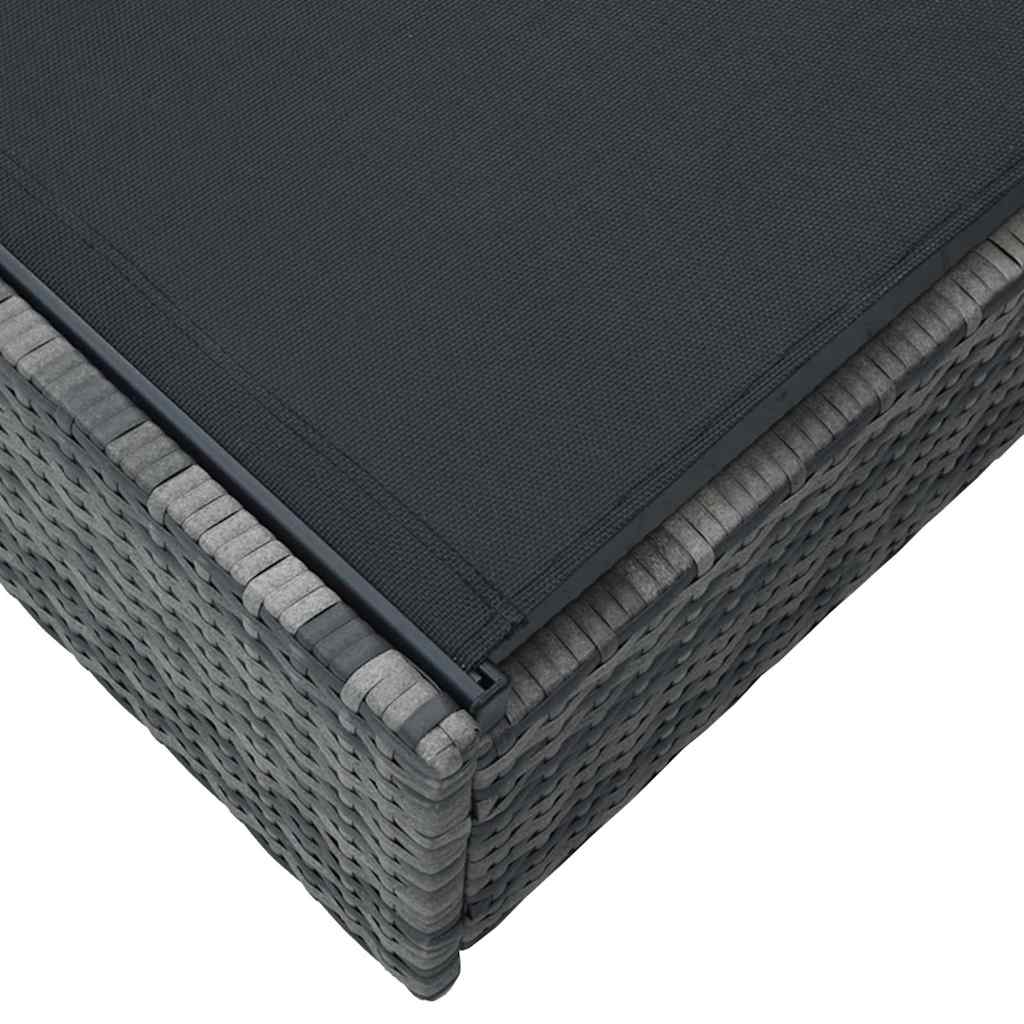 Grey Sun Lounger 200.5 X 70 X 75 Cm Poly Rattan