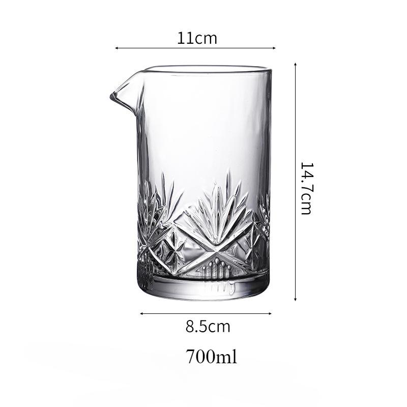700ml Cocktail Shaker Mixing Glass Bartender Gadget Wine Whiskey Glass with Thick Weighted Bottom Luxury Bar Accessories Barware