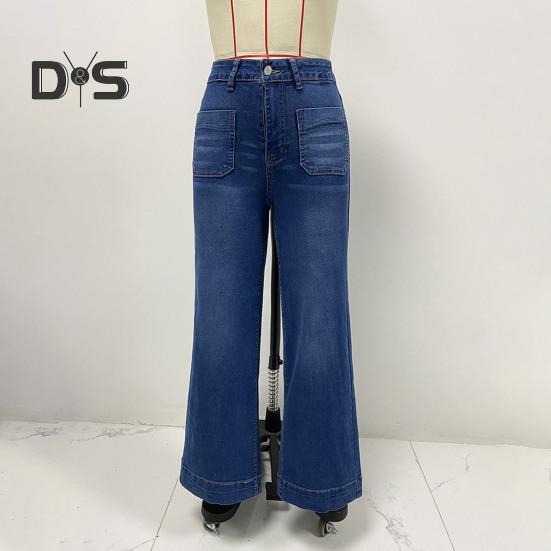 Damskie jeansy proste z wieloma kieszeniami, z wysokim stanem, zapinane na guzik i zamek błyskawiczny, spodnie w jednolitym kolorze, w stylu vintage, dżinsowe spodnie do noszenia na co dzień, do szkoły, do pracy