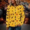 Women's Flannel Long Sleeve Top with Halloween Print Neck Pullover Shirt