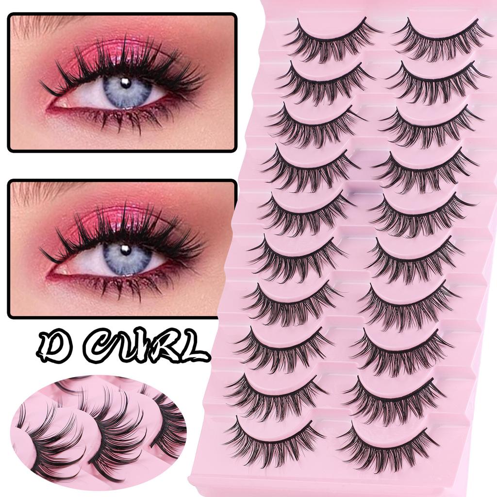 10 Packs Of Thick Curled False Eyelashes Simulation Natural Daily Makeup Eyelashes
