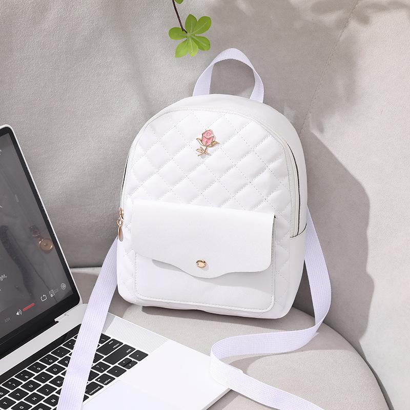 Small School Bag Korean Fashion Women's Bag Casual Diamond Small Backpack Portable Shoulder Bag Rose Decorative Backpack