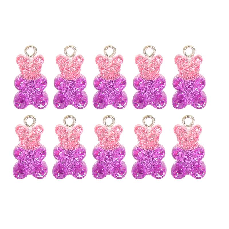 10pcs Resin Candy Color Bear Charms Pendant Beads for Necklace Bracelet Jewelry Making