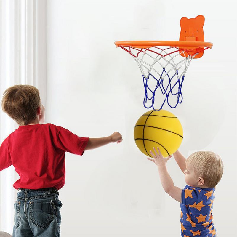 SilentBasketball With Net Bag Dribbling Indoor Airless Foam Basketball Quiet Dribbling Indoor Training Silent Ball Quiet Bounce
