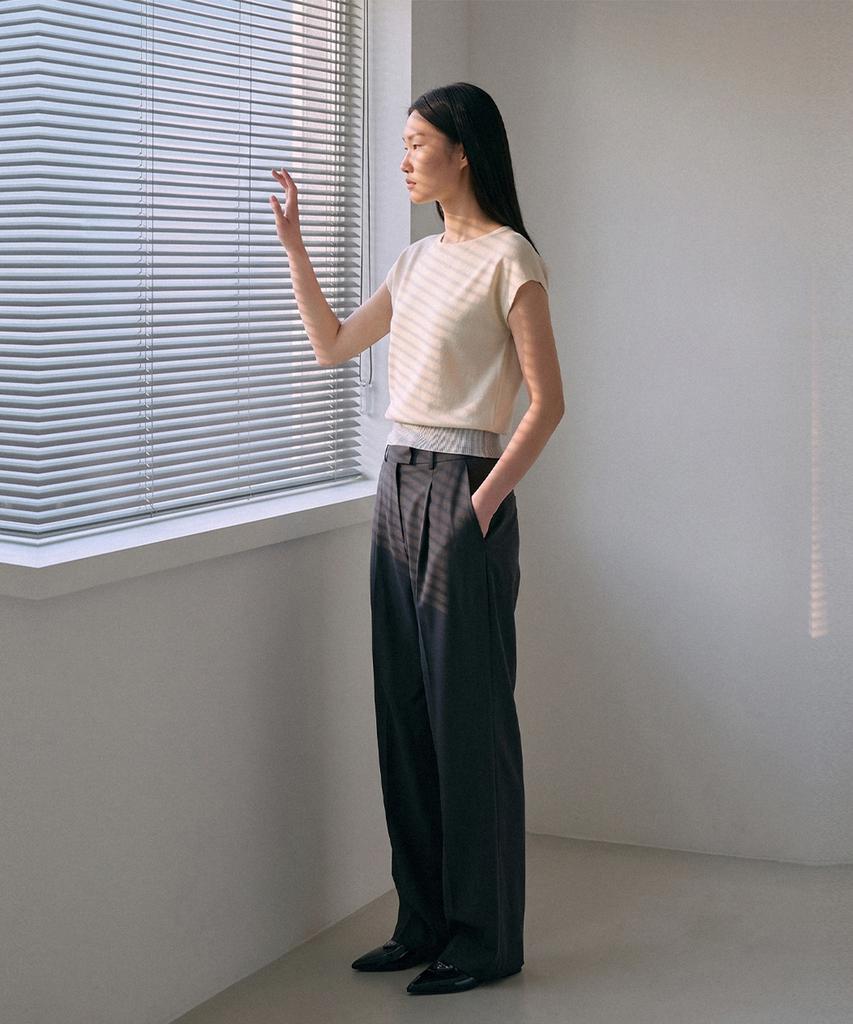 KIMDOH Arlo Ribbed Round Cap Top Ivory