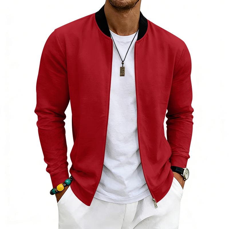 Men's Spring-autumn Lightweight Retro Simple Flight Stand-up Collar Jacket Baseball Shirt Jacket Cardigan