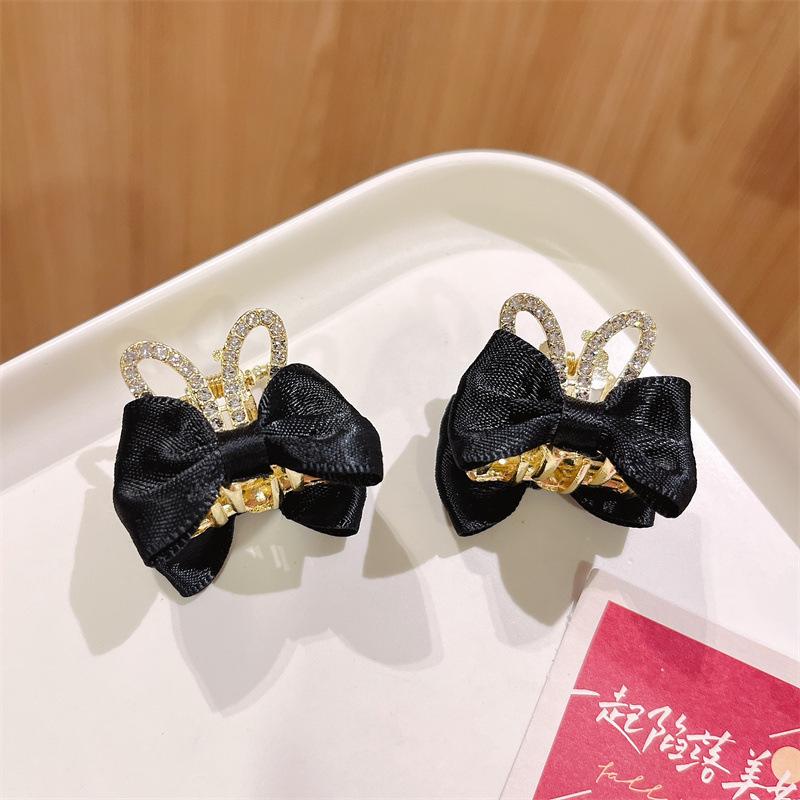 Children Hair Clips Double Sided Bow Bunny Crown Rhinestone Alloy Hairpins Princess Hair Accessories for Girls Non-Slip Grip