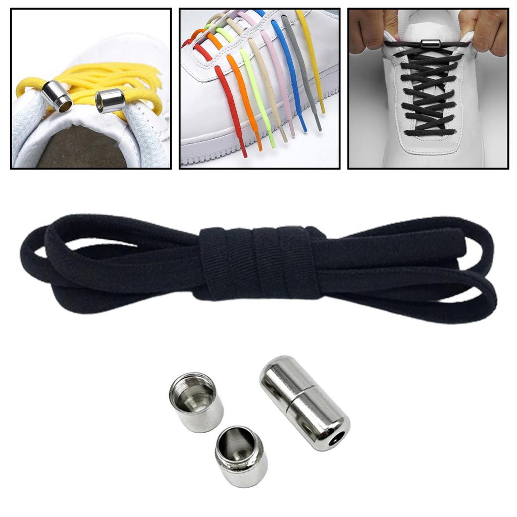 Lacets élastiques sans nœud 1 paire Universels Demi-ronds Lacets rapides Lacets sans nœud pour Baskets Chaussures de course Personnes âgées