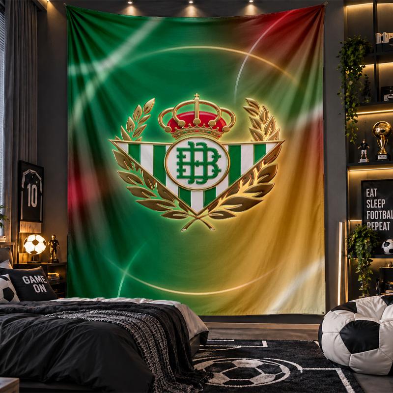 Wall Hanging Tapestry Real Betis Football Print Cloth for Living Room Bedroom Home Decor