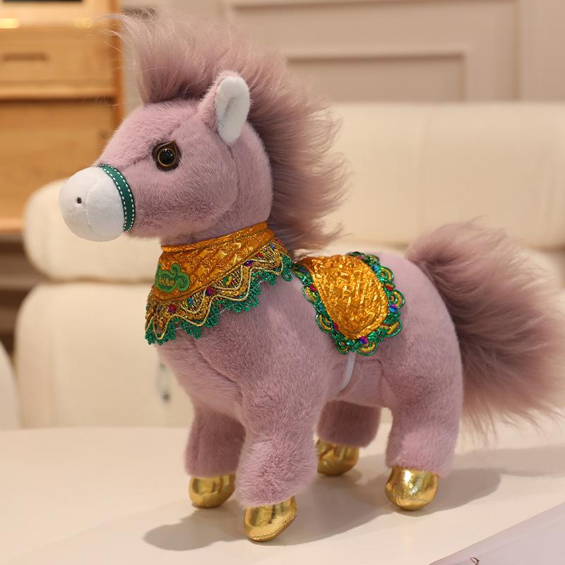 

New Welcome Horse Doll Plush Toy Year of the Horse Mascot Doll Children s Birthday Gift Zodiac Horse Ornament 25cm【0.16kg】 фиолетовый