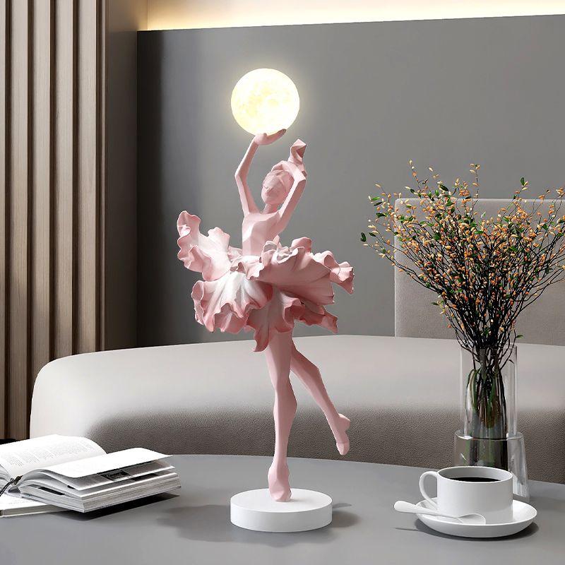 Modern Resin Ballet Girl Night Light Decoration Items Home Livingroom Figurines Ornaments Hotel Homestay Sculpture Accessories