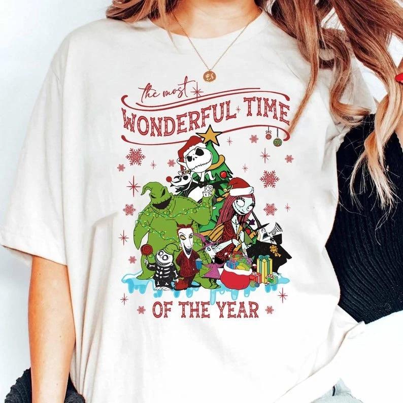 

Vintage Nightmare Before Christmas Characters Shirt – Santa Jack, Sally & Oogie M