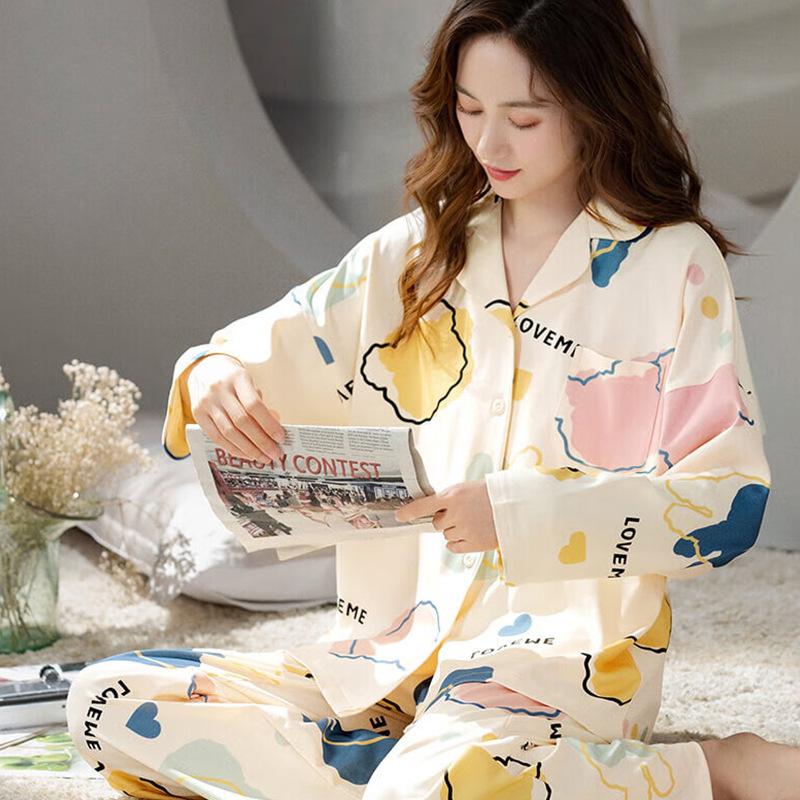 Imitation cotton pajamas women's long-sleeved trousers sweet and cute casual skin-friendly women's loungewear suit winter
