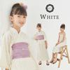 NISHIORI Lace Yukata Set with Separate Sundress and Soft Obi Kids' 2-Way (White, 150cm)