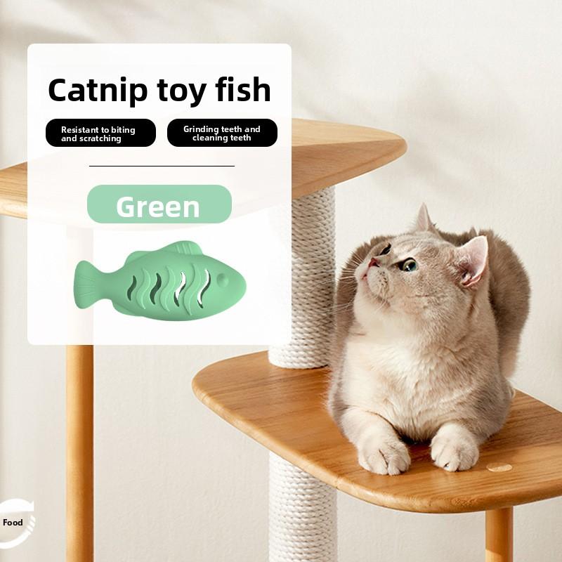 Katzenspielzeug zur Selbstunterhaltung und gegen Langeweile, Katzenminze Silikonfisch, Kätzchen Katzen-Zerrspielzeug, Kätzchen Zahnen, Haustier Katzen Zubehör