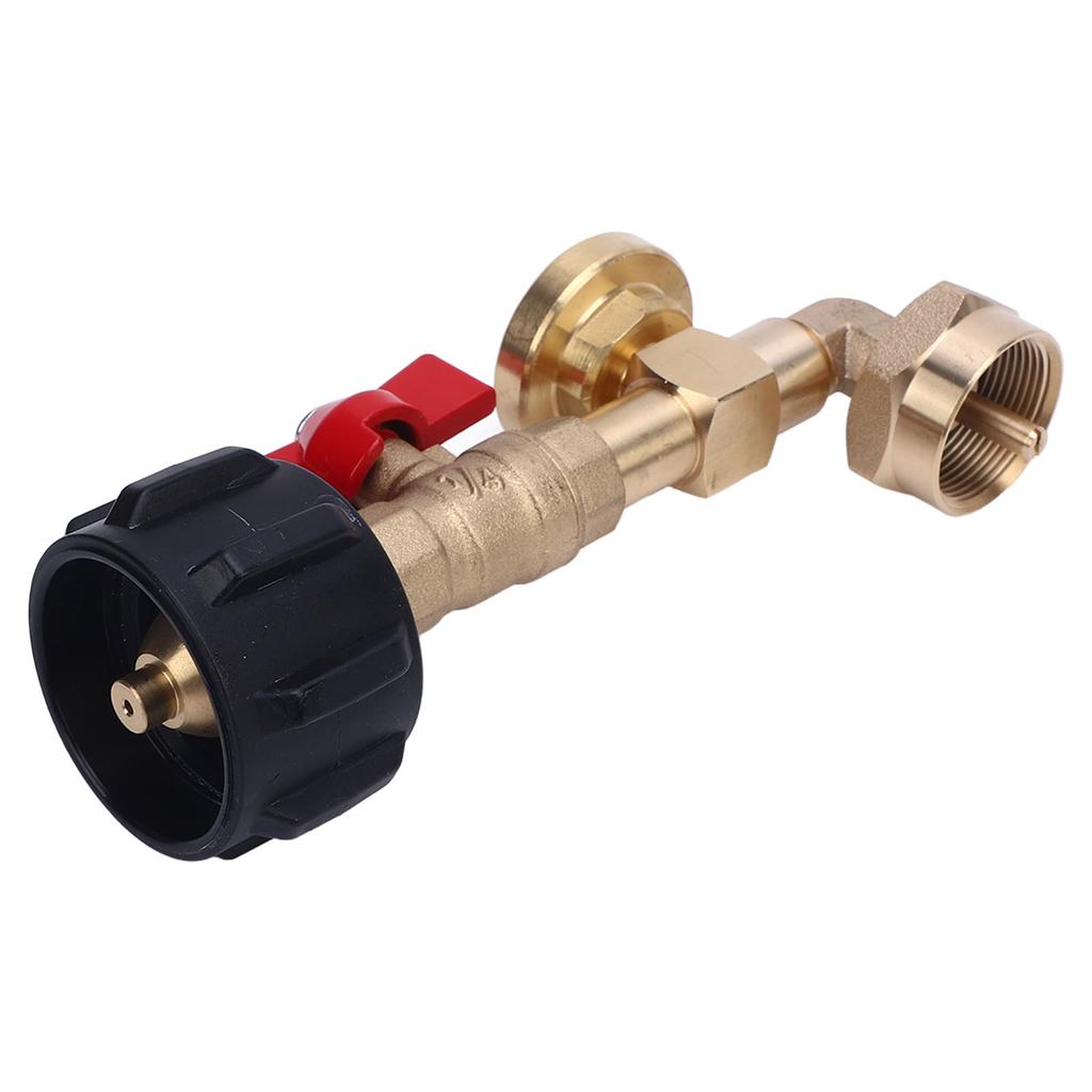 Tank Refill Elbow Adapter with Gauge Metal High Temperature Proof Real Time Pressure Monitoring for BBQ Gas Grill