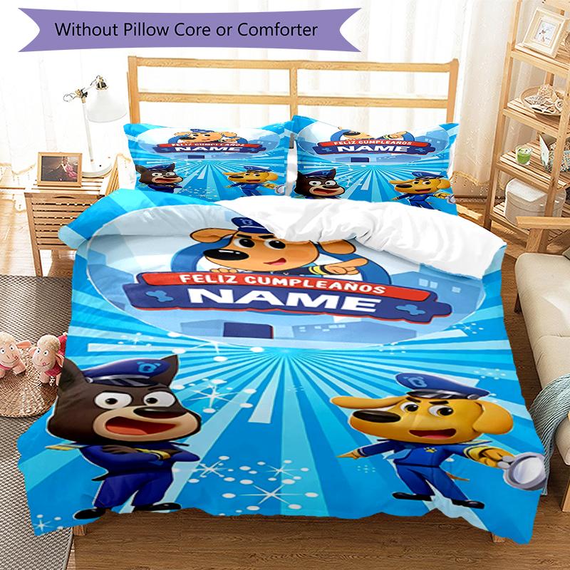 3pcs Custom Name Sheriff Labrador Bedding Set Duvet Cover Closure Includes 1 Duvet Cover & 2 Pillowcases, Soft and Comfortable for All Seasons.