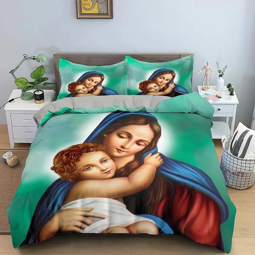 3D Jesus Christ Microfiber Cross Comfortable Duvet Quilt Cover Pillowcase Bedding Set Children Bedroom Decoration Home Textile