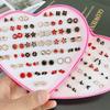 36 Pairs Ladies Heart-shaped Box-packaged Stud Earrings and Hoop Earrings Made of Soft Plastic Jewelry Accessories