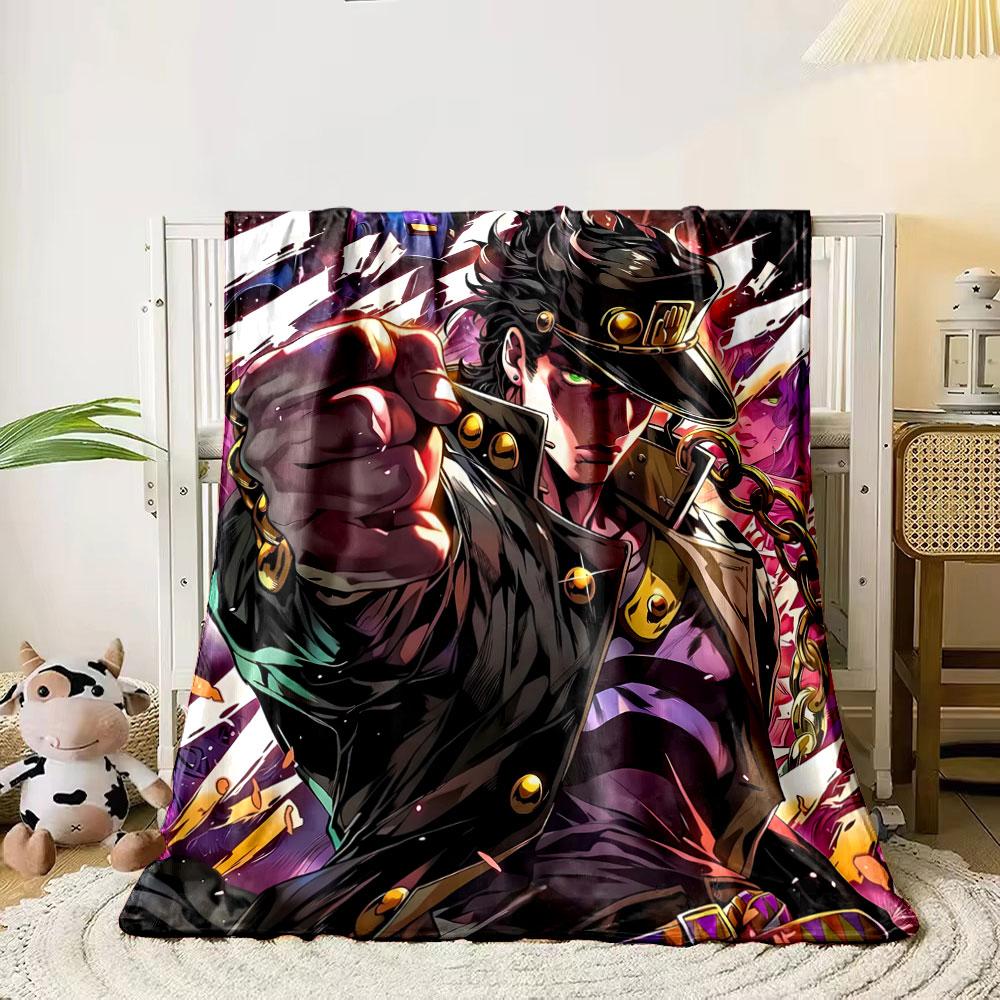 Dynamic Anime-style Figure with a Bold Pose and Chain Details. for All Seasons Blanket Lunch Break Throw Gift