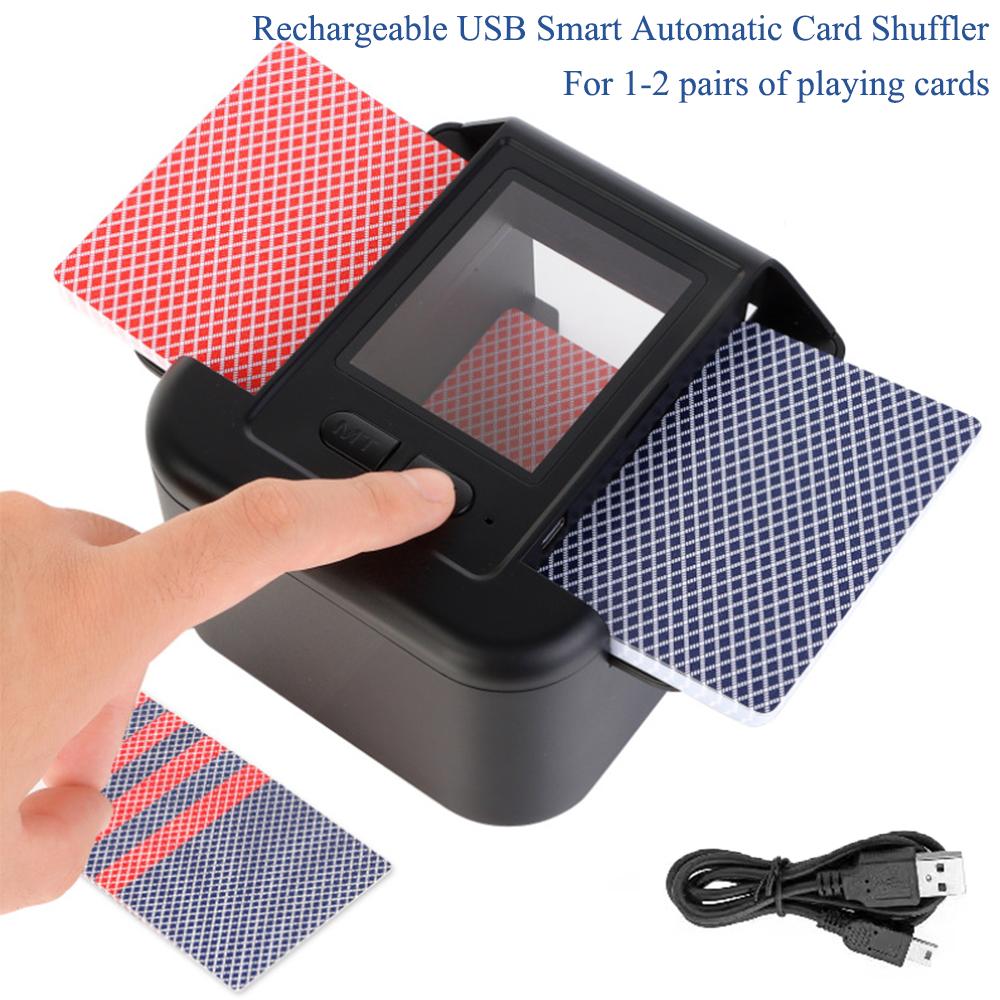 Automatic Card Shuffler 2 Deck Electric Casino Card Shuffler Rechargeable Shuffling Machine for UNO Poker Texas Hold'em Games