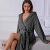 Nieuwe Casual Mode Dames Elegante Effen Kleur Zacht Pluche Loungewear Slaapkleding Casual Badjas voor Herfst/Winter