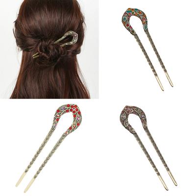 Elegant Crystal Filigree Hair Stick Buyao for Girls Ancient Chinese Hairpin Traditional Hanbiuk Decorative Cosplay