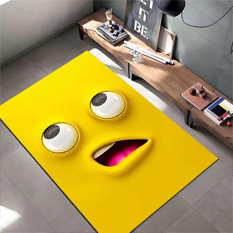 Yellow Cartoon Face Carpet suitable as a non-slip mat for the living room or bedroom sofa