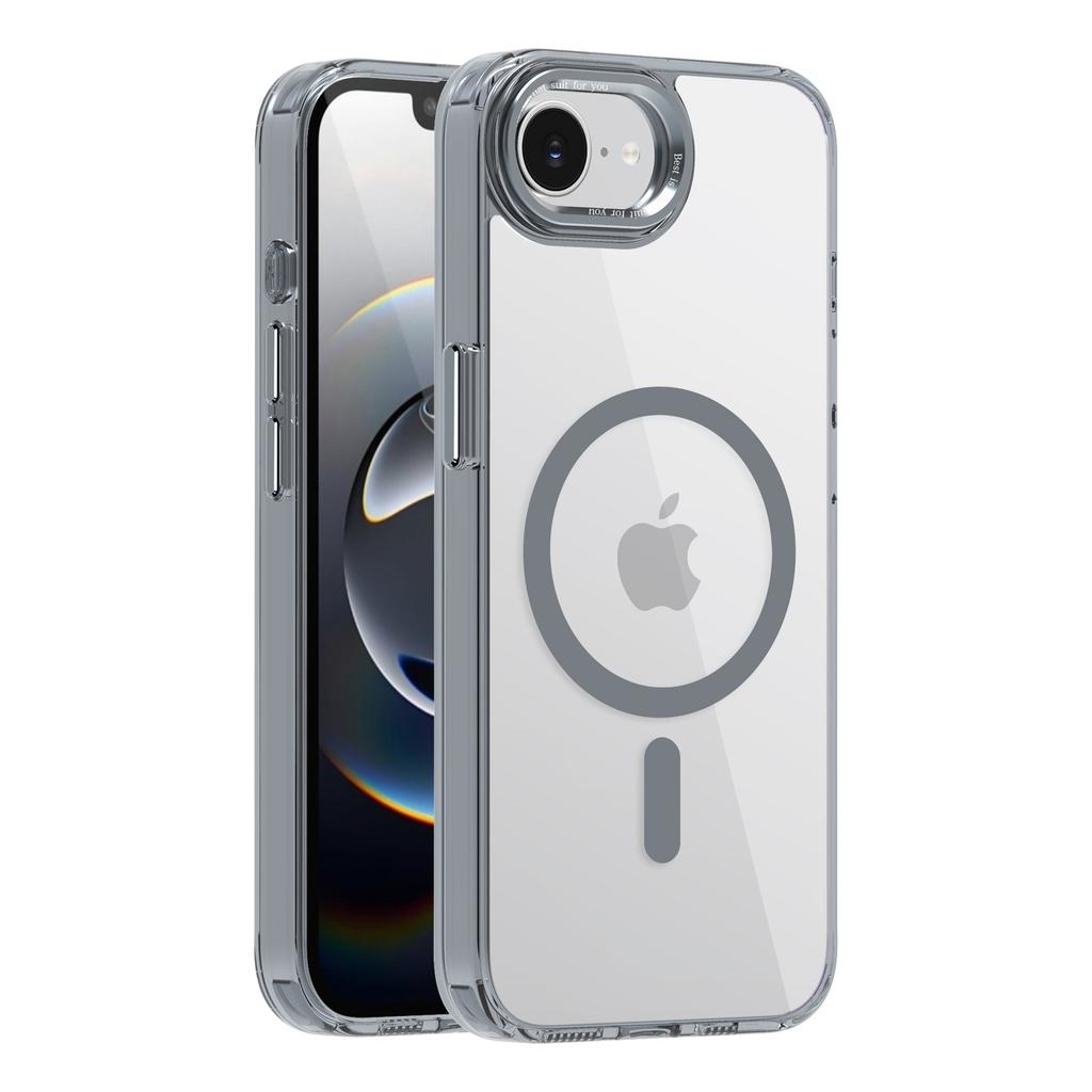 For iphone 17 16 15 Pro Plus Max Air and 17e 16e Case Clear Color Magnetic Metal Keys Anti-Drop and Anti-Fingerprint Phone Cover