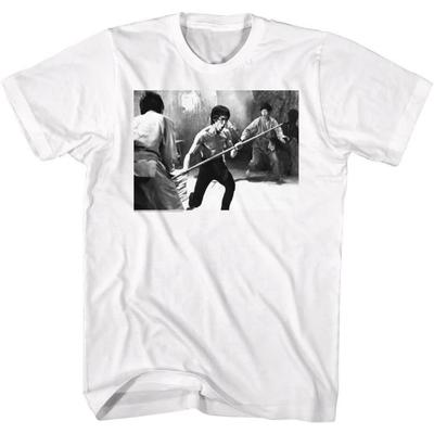 Bruce Lee T Shirt Martial Arts Staff Fight Adult Short Sleeve T Shirts Vintage Style Graphic Tees