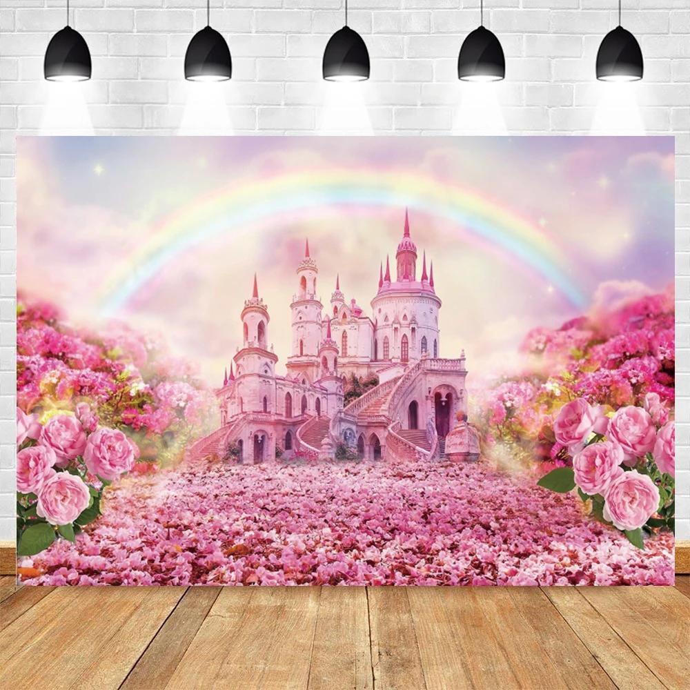 Spring Castle Floral Backdrop Wonderland Forest Flower Baby Kids Birthday Party Wedding Photography Background Decor Studio Prop14