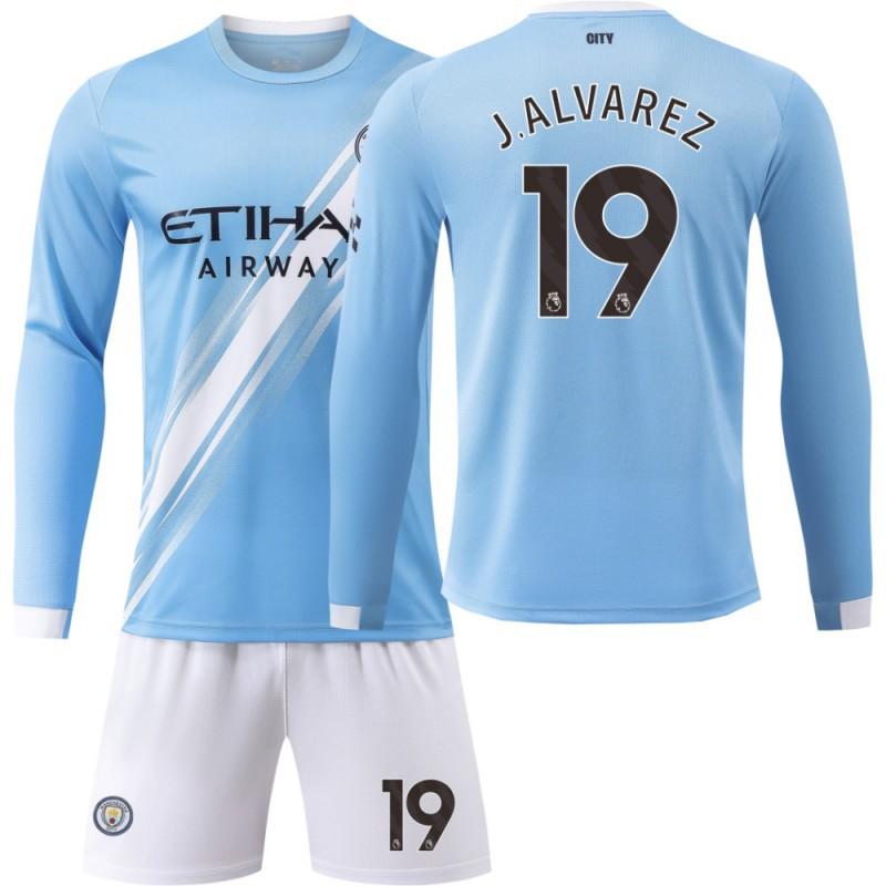 2324 Manchester City's Home Long-sleeved No. 9 Harland 17 De Braunet 10 Gralish Football Uniform Correct Jersey