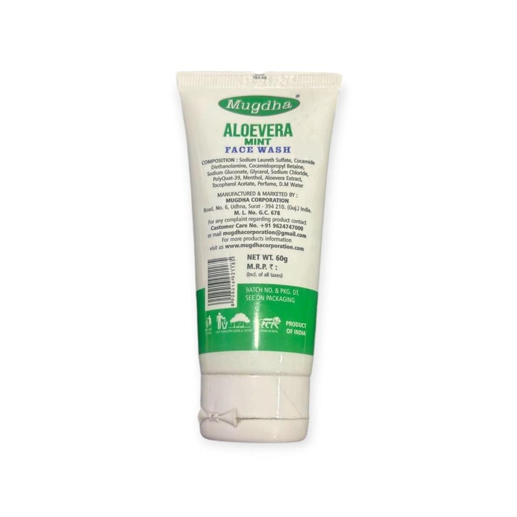 Mugdha Aloevera Face Wash For Dry Skin 60ml | For Women & Men | Sulphate & Paraben Free | Aloevera, Cucumber & Vitamin E | For All Skin Types