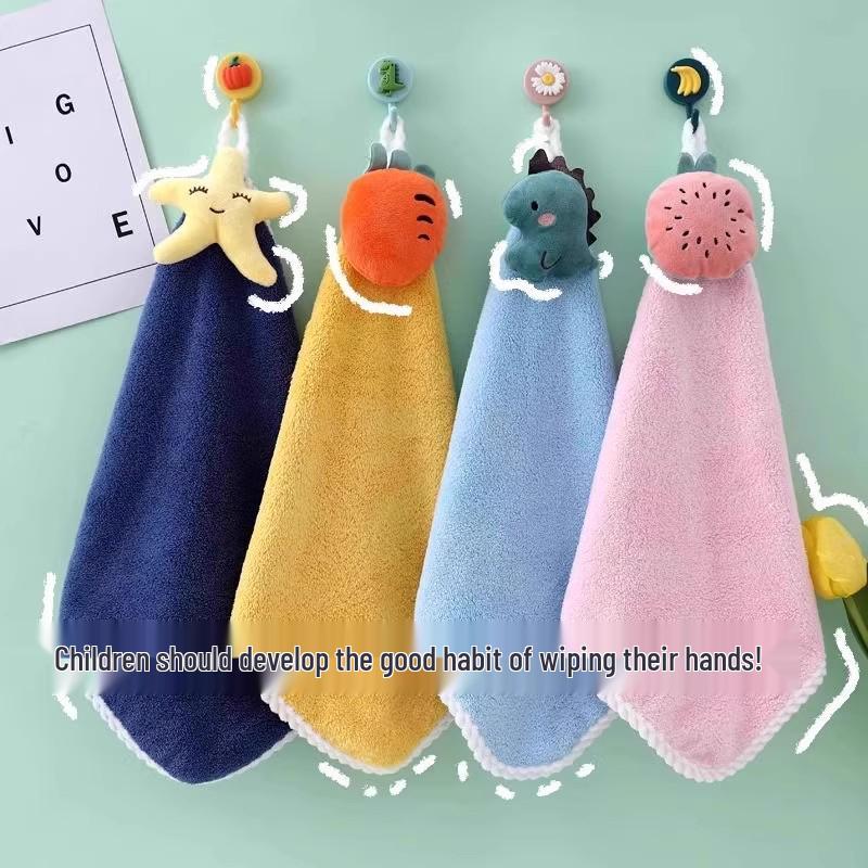 Newcomer Exclusive 2-Piece Lint-Free Hanging Children's Hand Towels for Bathroom Use