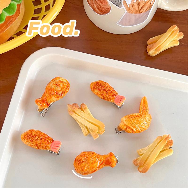 Funny Roasted Chicken Legs Hairpin Crispy Wings French Fries Hair Clips Simulation Food Fried Chicken Hairpins Hair Accessories