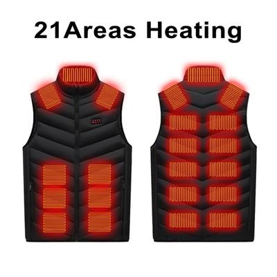 Men Women Winter USB Infrared 21 Heating Areas Vest Jacket Stand Collar Pockets Zipper Placket Windproof Electric Heated Waistcoat Coat