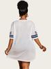 Women's Loose V-Neck Sporty Mesh T-Shirt with Digital Print