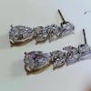 Cao Shi European & American Fashion Zircon Leaf Drop Earrings for Women