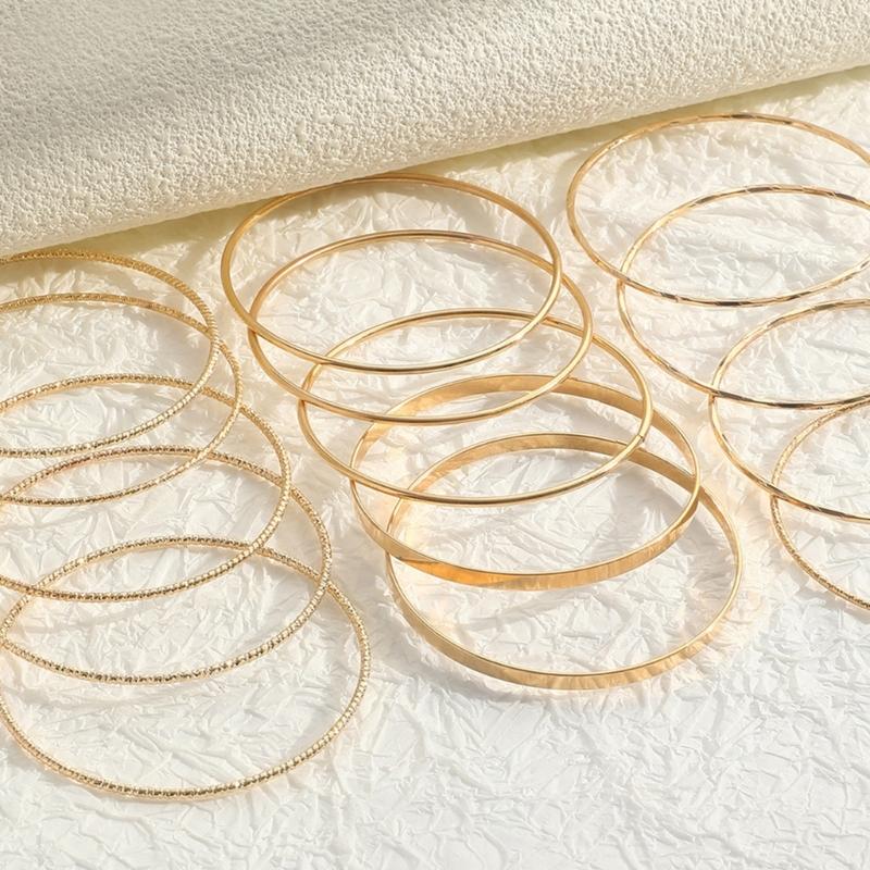 Multipurpose Bohomian Styles Bracelets Simple Geometric Wide Band Jewelry Accessory Set Portable for Women Ladies