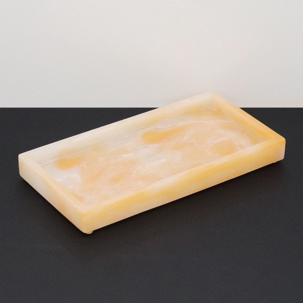 High Grade Marble Patterned Bathroom Counter Tray Resin Rectangular Toiletries Storage Tray Kitchen Countertop Organizer