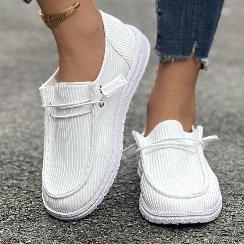 Women's Large Size Spring Lace-Up Flat Slip-On Low-Top Casual Loafers.