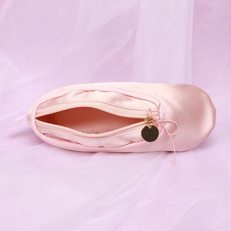 Pink Ballet Shoe Satins Student Pencil Bag Multifunctional Cosmetic