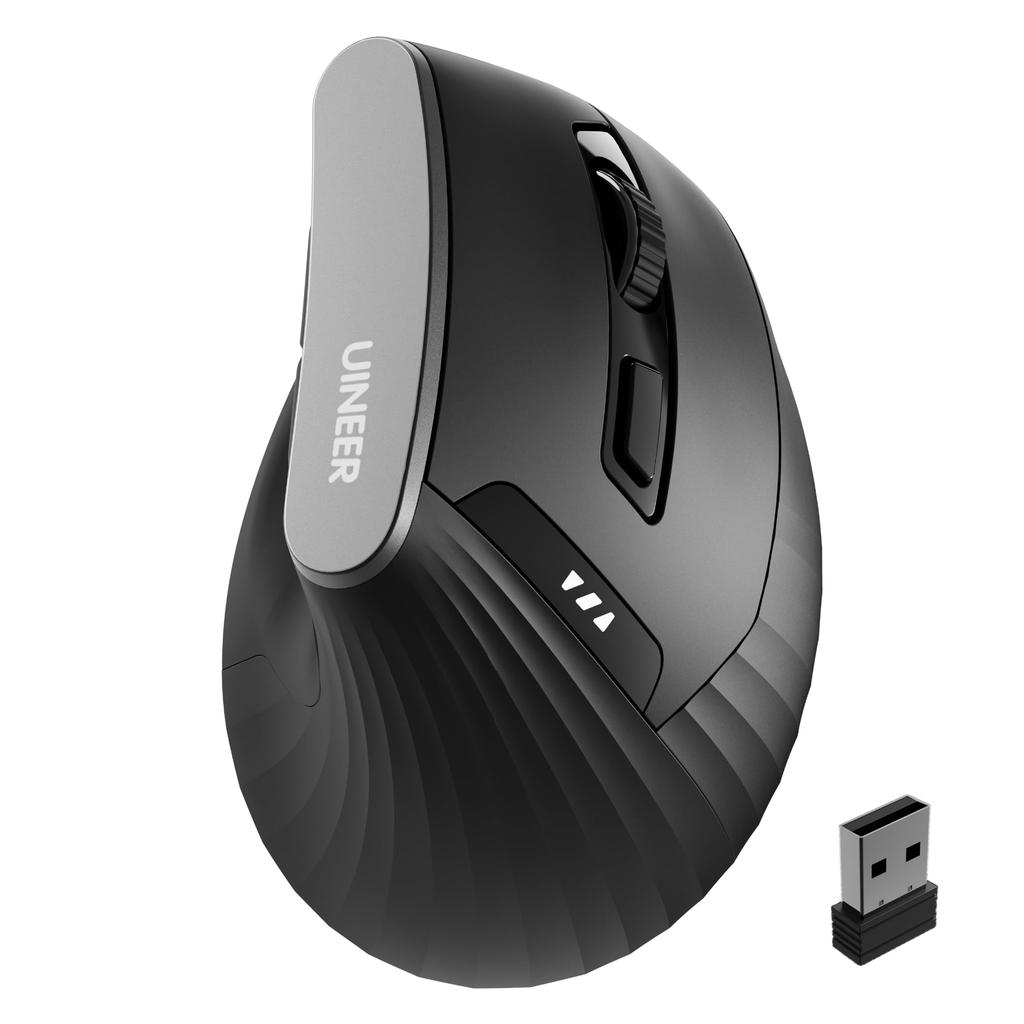 Wireless Mouse - 2.4GHz Wireless Connection, Vertical Type, Rechargeable, Ergonomic Design, 4-Level DPI Adjustment (800-2400) and Battery Level